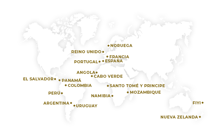 Imagen del mapa del mundo donde presta servicio Ingemar Naval Architects Imagen del mapa del mundo donde presta servicio Ingemar Naval Architects