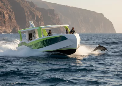 embarcación de pasaje Discovery Delfín de 18 m para avistamiento en Tenerife por Ingemar Designs