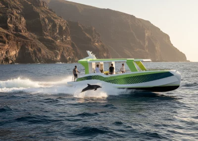 embarcación de pasaje Discovery Delfín de 18 m para avistamiento en Tenerife por Ingemar Designs