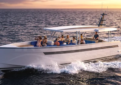 Passenger boat render 18 m designed by Samala Shipyard – 6 m beam coastal passenger vessel concept